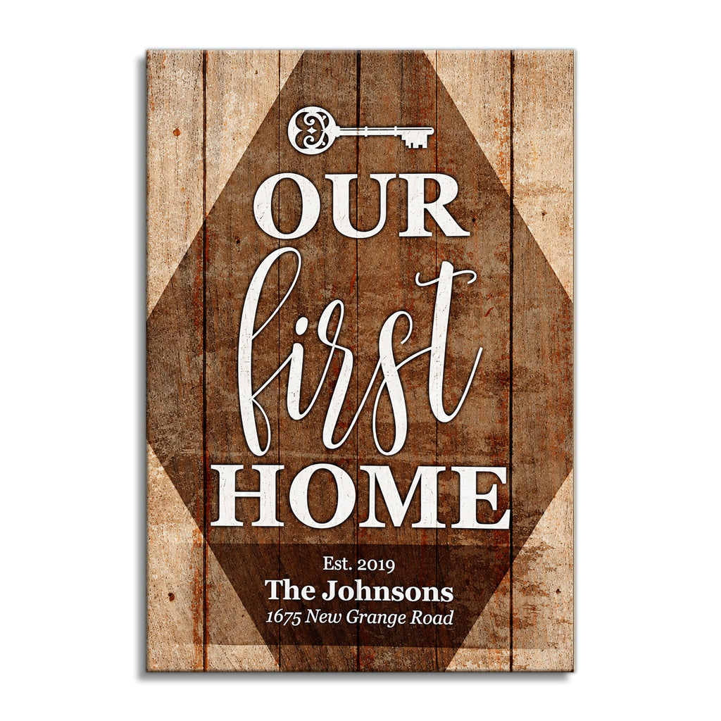 Personalized Our First Home Canvas – Custom Family Name And Date Wall
