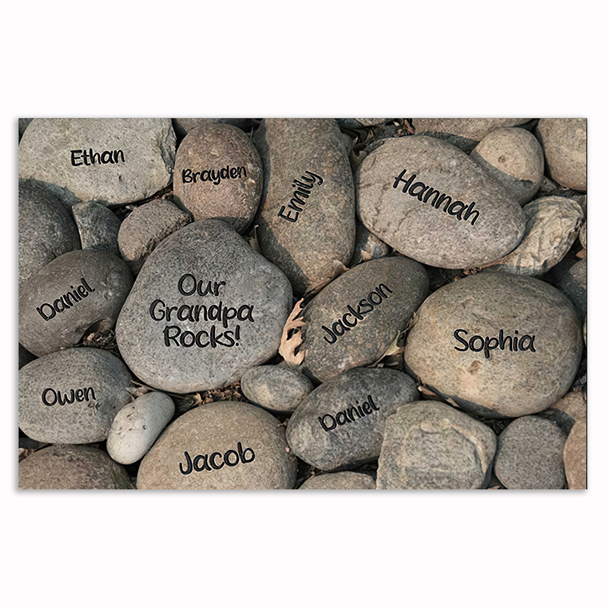 Personalized Our Grandpa Rocks Canvas – Custom Grandchildren Names