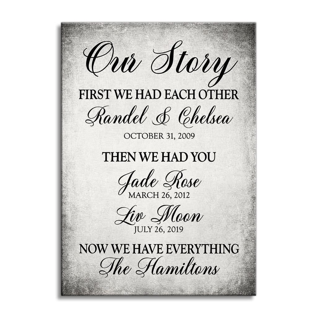 Personalized Our Story First We Had Each Other Canvas – Custom Names