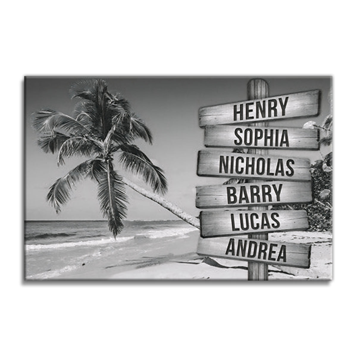 Personalized Palm Beach Names Signpost Canvas – Custom Family Names