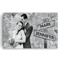 Personalized Couple Photo Street Sign Canvas – Custom Names Wall Art
