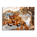 Personalized Pickup Truck Hearts Canvas – Custom Names Autumn Wall Art