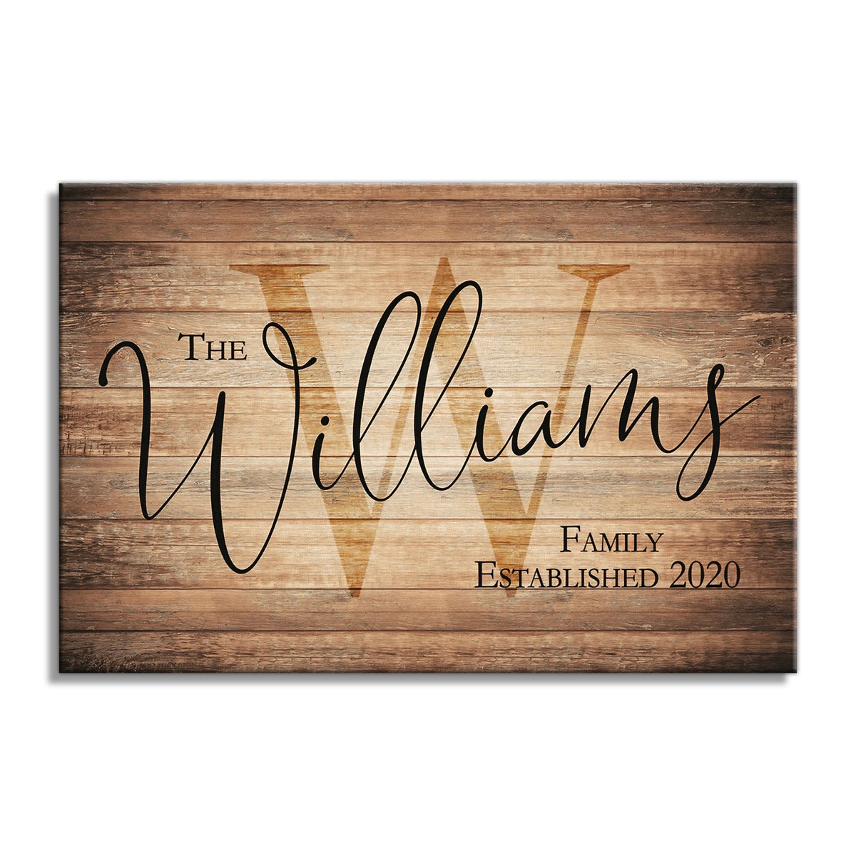 Personalized Rustic Family Name Canvas – Custom Surname Script Wall