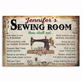 Personalized Sewing Room Rules Canvas – Custom Name Craft Room Wall