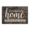 Personalized It's So Good To Be Home Canvas – Custom Family Name Dark