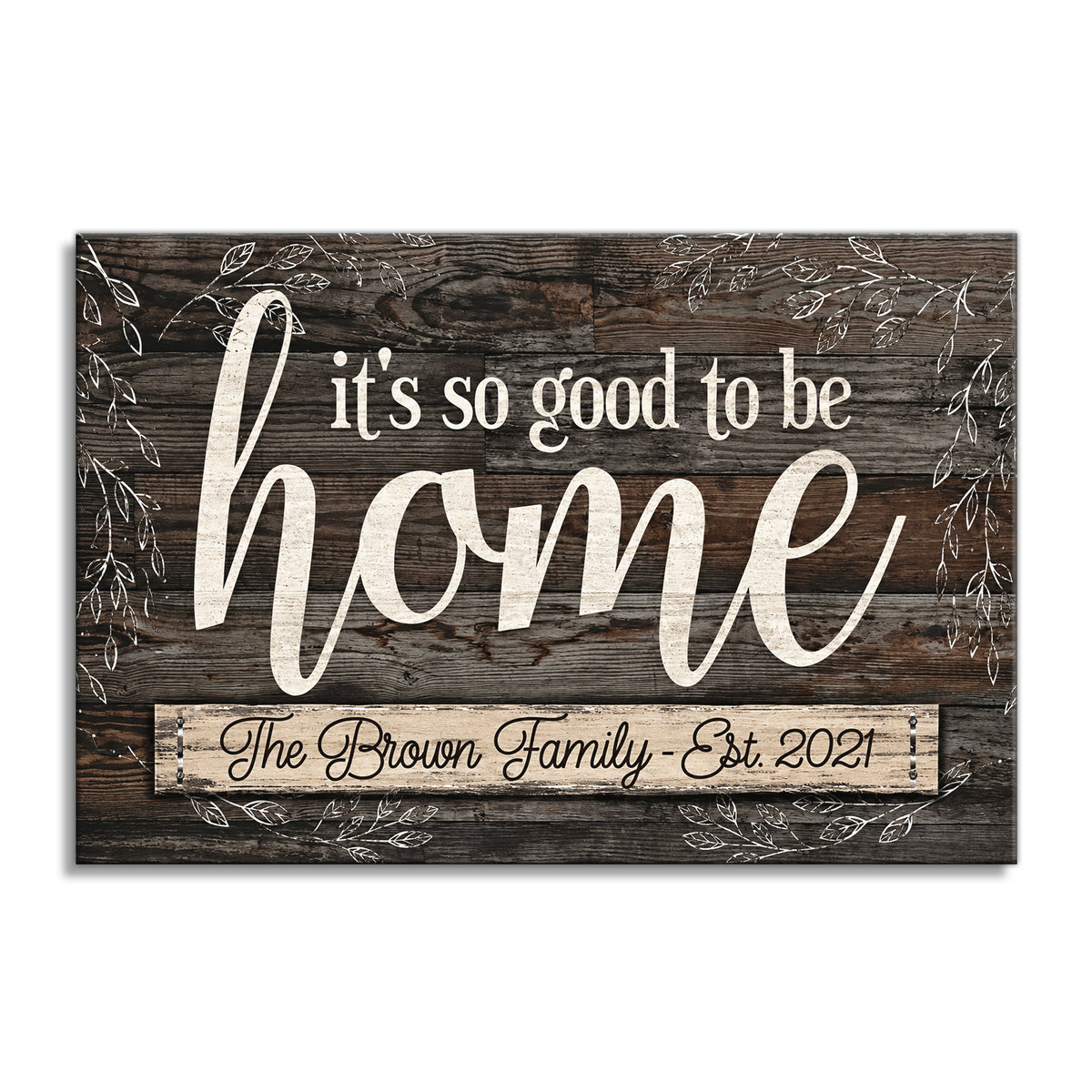 Personalized It's So Good To Be Home Canvas – Custom Family Name Dark