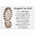 Personalized Stepped Up Dad White Canvas – Custom Name Bonus Dad Gift