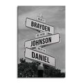 Personalized Family Street Sign Canvas – Custom Names Intersection Art
