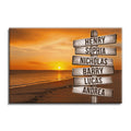 Personalized Sunset Beach Names Signpost Canvas – Custom Family Names