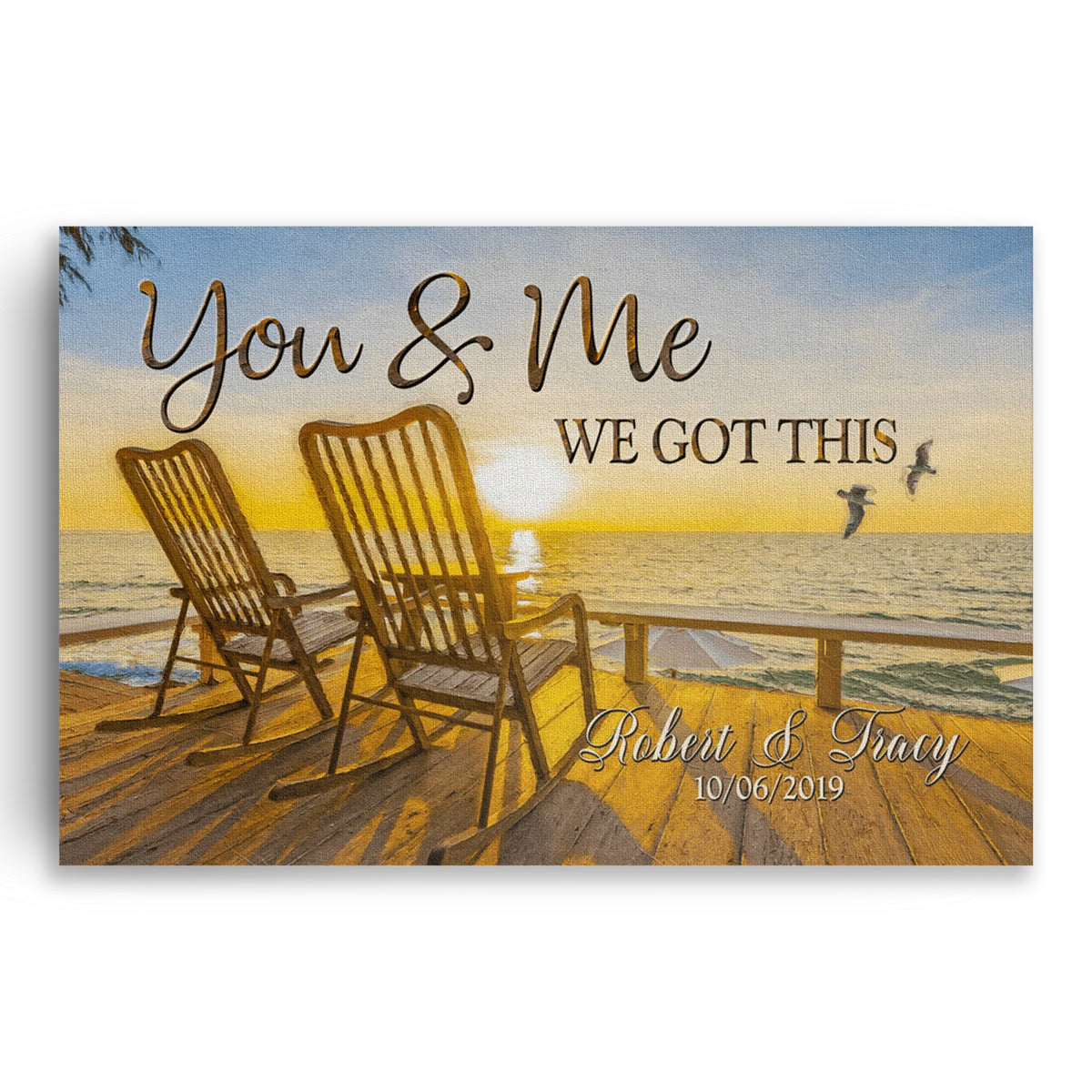 Personalized You And Me We Got This Sunset Canvas – Two Chairs Names