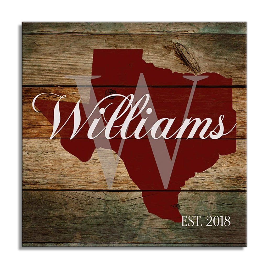 Personalized State Family Name Canvas – Custom Surname And State Wall
