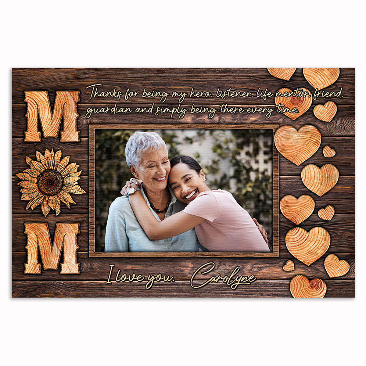 Personalized Thank You For Being My Hero Mom Canvas – Custom Photo