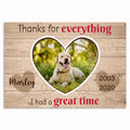 Personalized Pet Memorial Thanks For Everything Canvas – Custom Photo