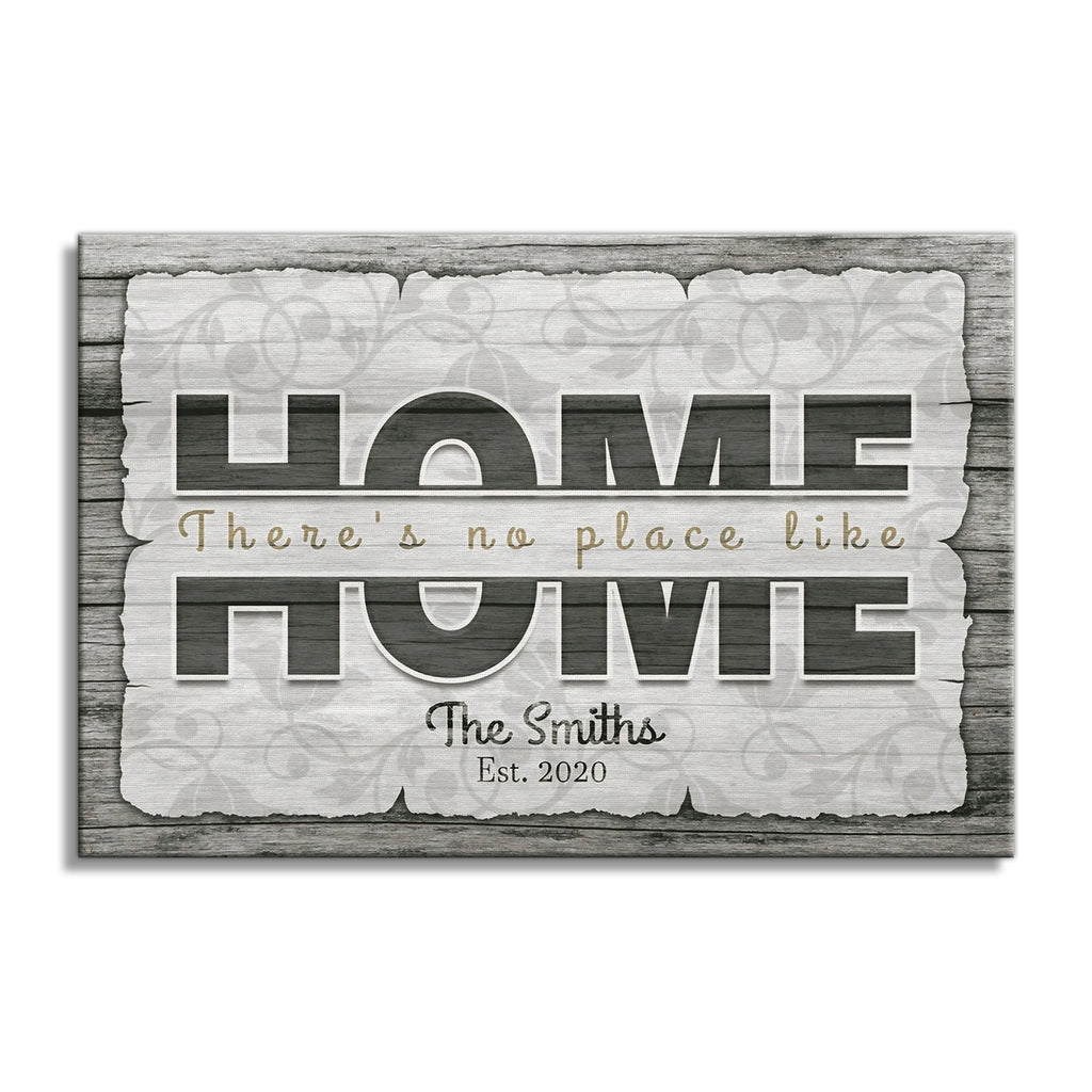 Personalized There's No Place Like Home Canvas – Custom Family Name