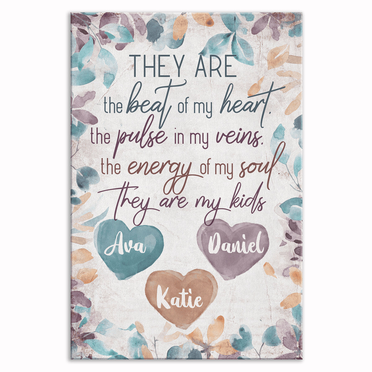 Personalized They Are The Beat Of My Heart Canvas – Custom Names
