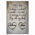 Personalized They Are The Beat Of My Heart Canvas – Two Carved Hearts