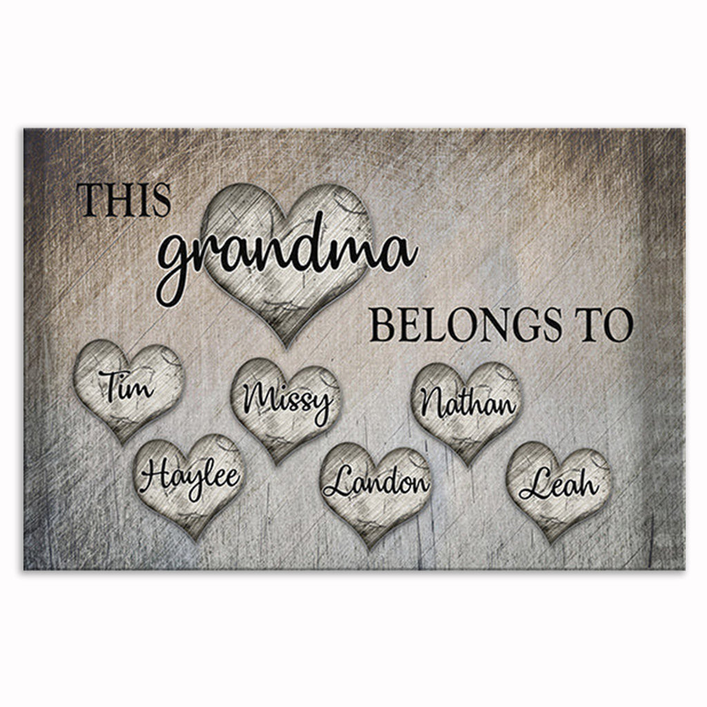 Personalized This Grandma Belongs To Grey Canvas – Custom Names Wall