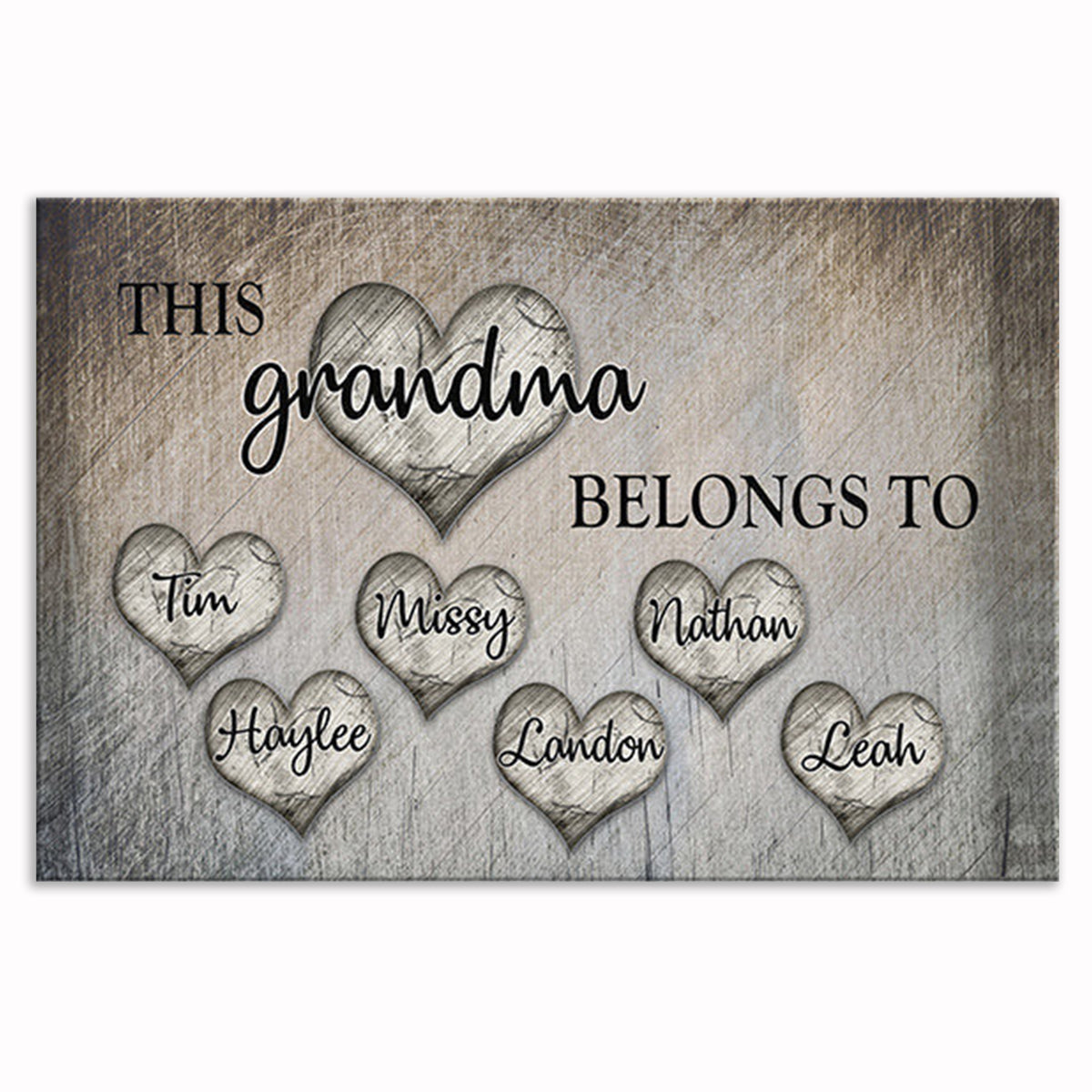 Personalized This Grandma Belongs To Grey Canvas – Custom Names Wall