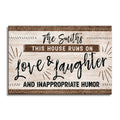 Personalized This House Runs On Love And Laughter Canvas – Name Sign