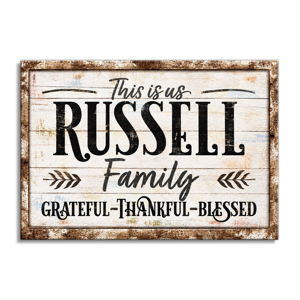 Personalized This Is Us Grateful Thankful Blessed Canvas – Pale Wood