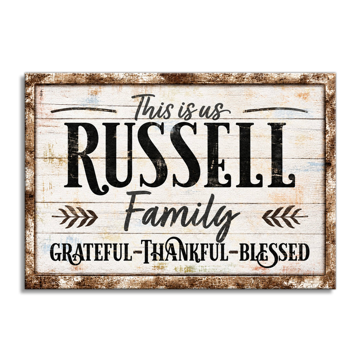 Personalized This Is Us Grateful Thankful Blessed Canvas – Pale Wood