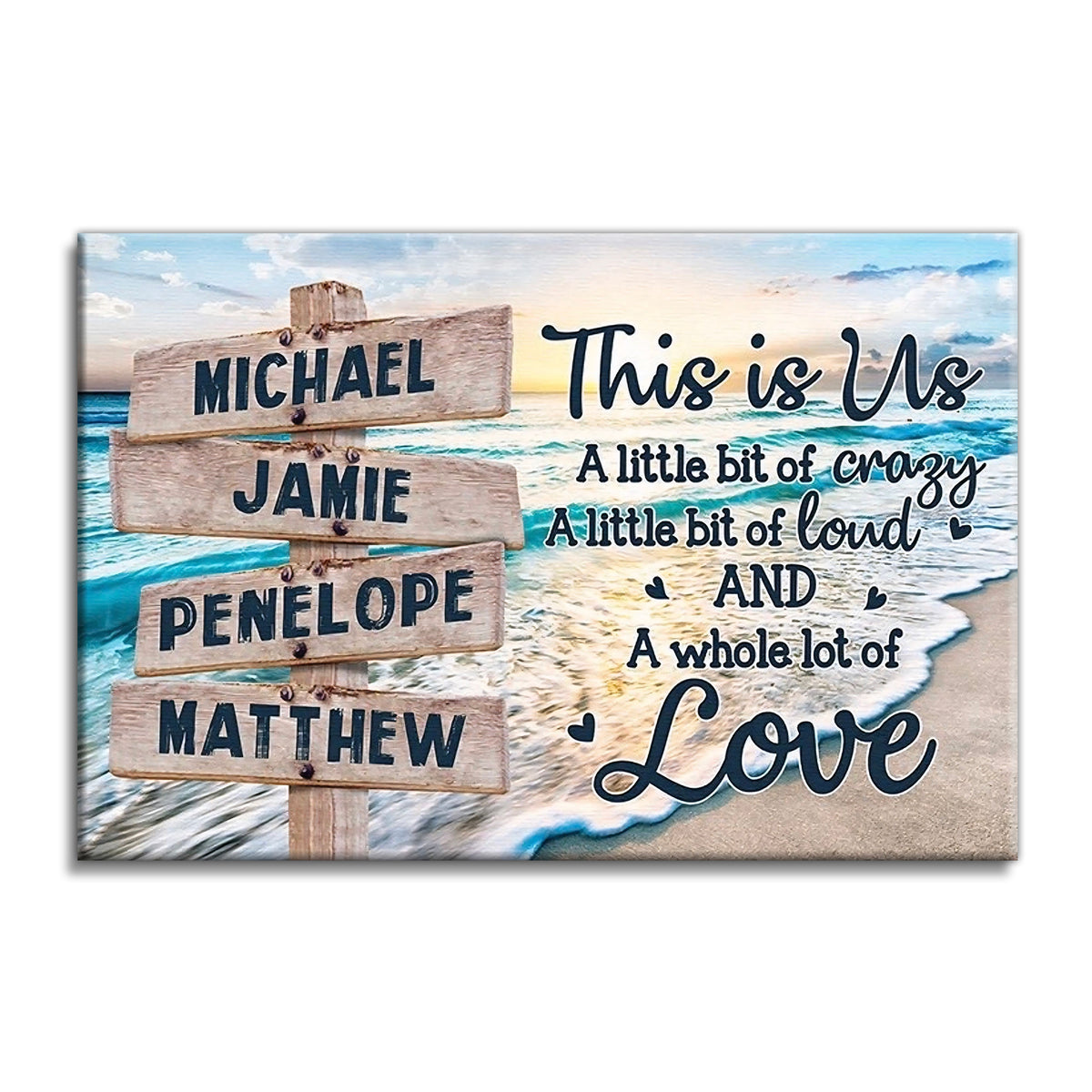 Personalized This Is Us Beach Street Sign Canvas – Custom Family Names