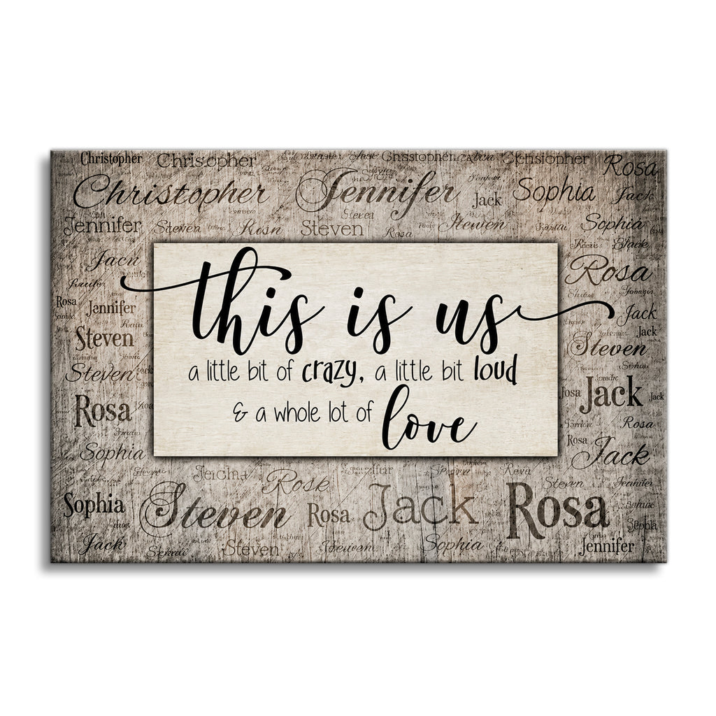 Personalized This Is Us Names In Background Canvas – Custom Family Art