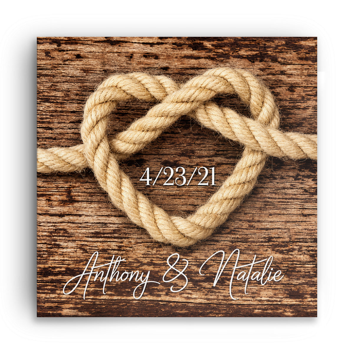 Personalized Tie The Knot Canvas – Custom Names And Wedding Date Wall