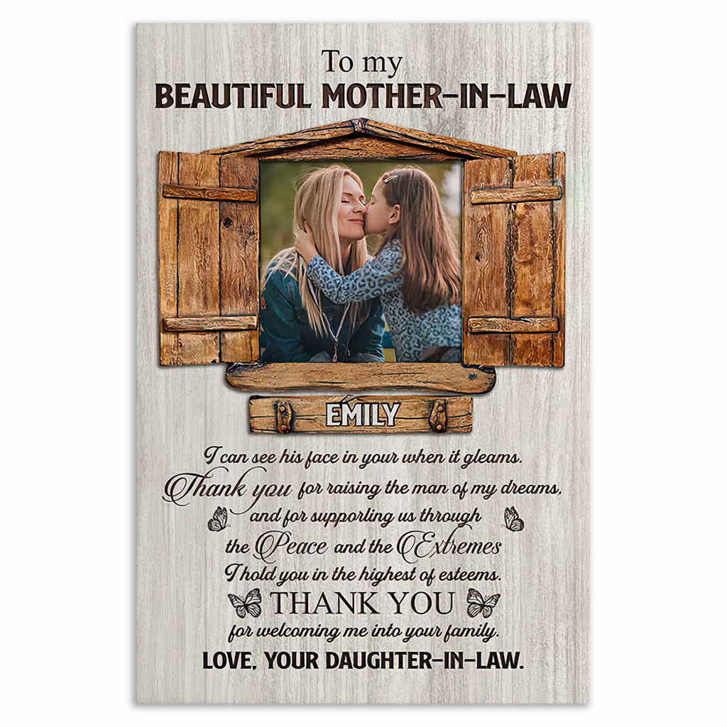 Personalized To My Mother In Law Canvas – Custom Photo And Names Gift