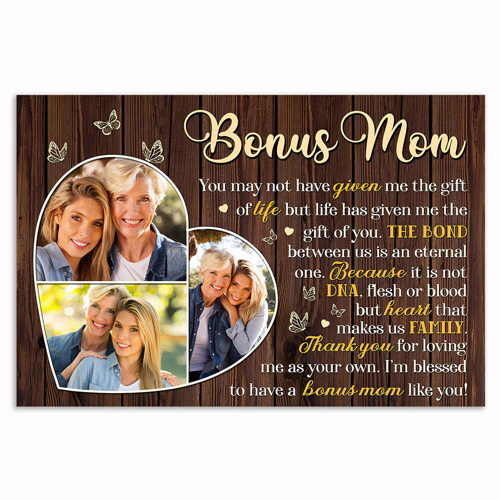 Personalized Bonus Mom Canvas – Custom Photo Stepmother Mother's Day