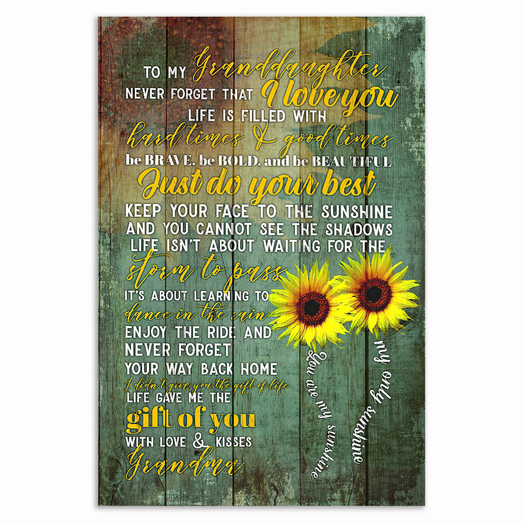 Personalized To My Granddaughter Canvas – Custom Name Sunflower Letter