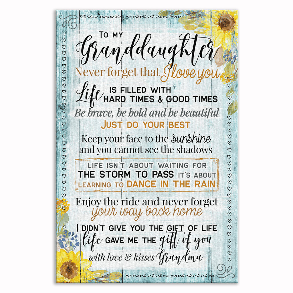 Personalized To My Granddaughter Canvas – Custom Name Teal Letter Wall