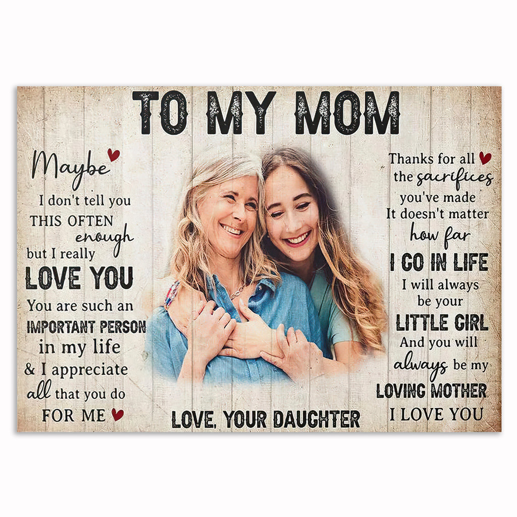 Personalized To My Mom Photo Canvas – Custom Photo And Letter Mother's