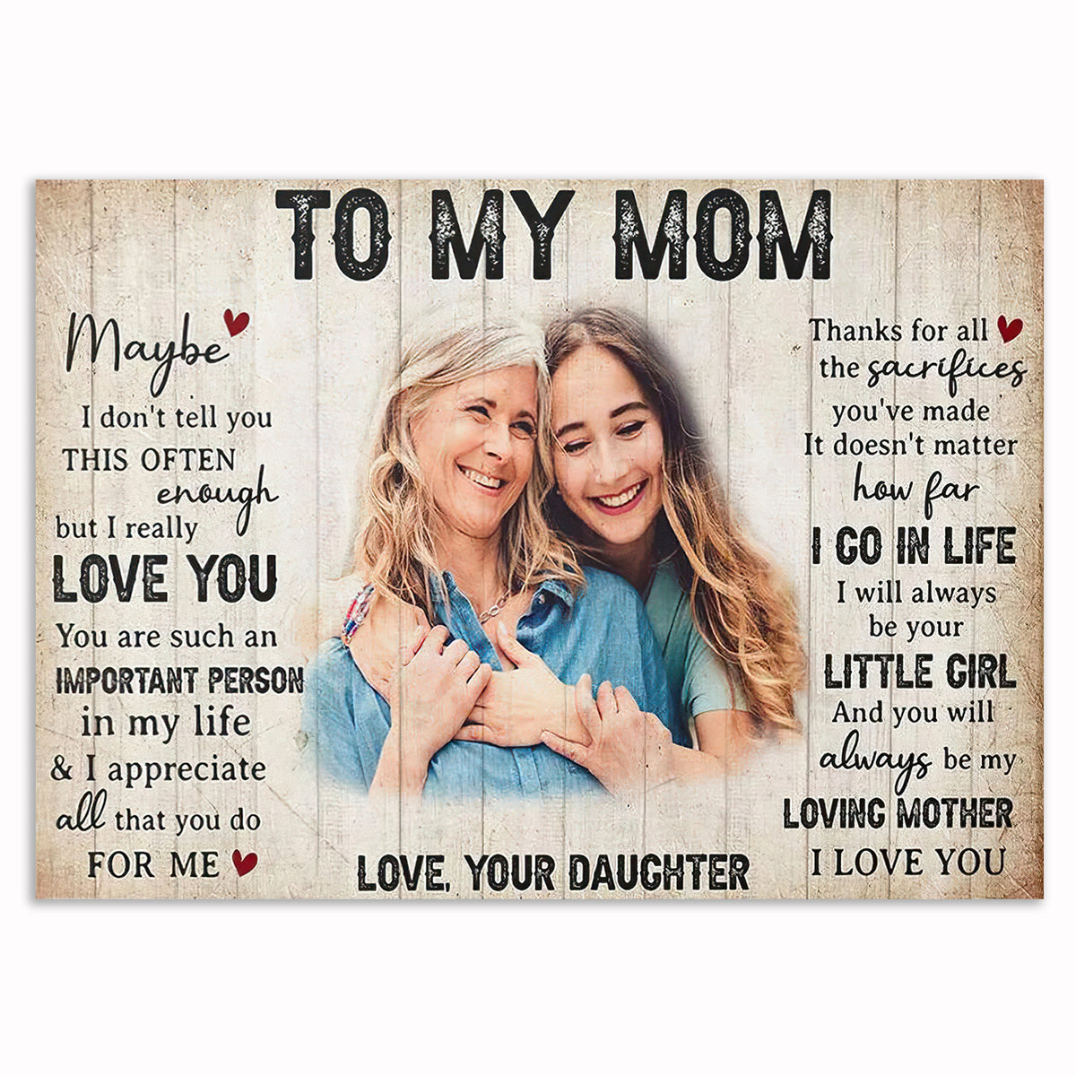 Personalized To My Mom Photo Canvas – Custom Photo And Letter Mother's