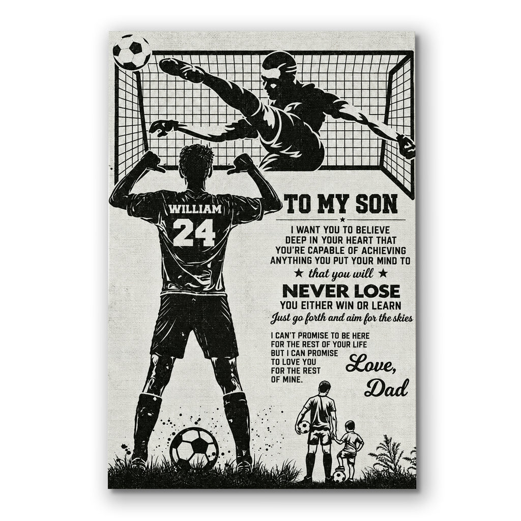 Personalized Soccer To My Son Canvas – Custom Name And Number From Dad