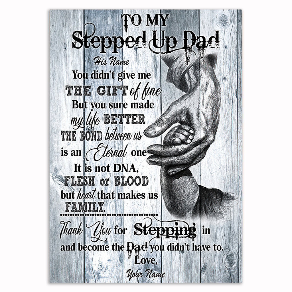 Personalized To My Stepped Up Dad Canvas – Custom Name Tall Bonus Dad