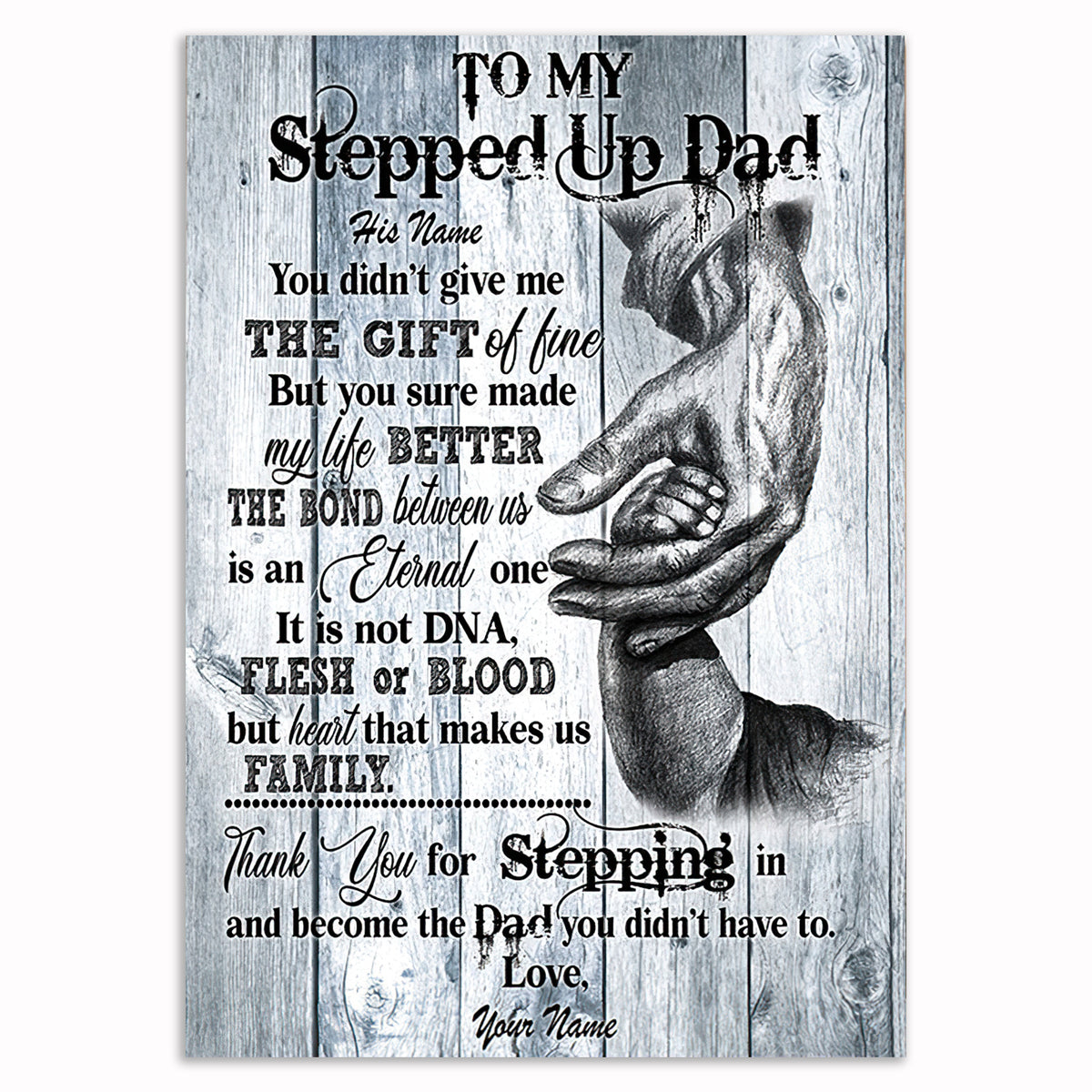 Personalized To My Stepped Up Dad Canvas – Custom Name Tall Bonus Dad