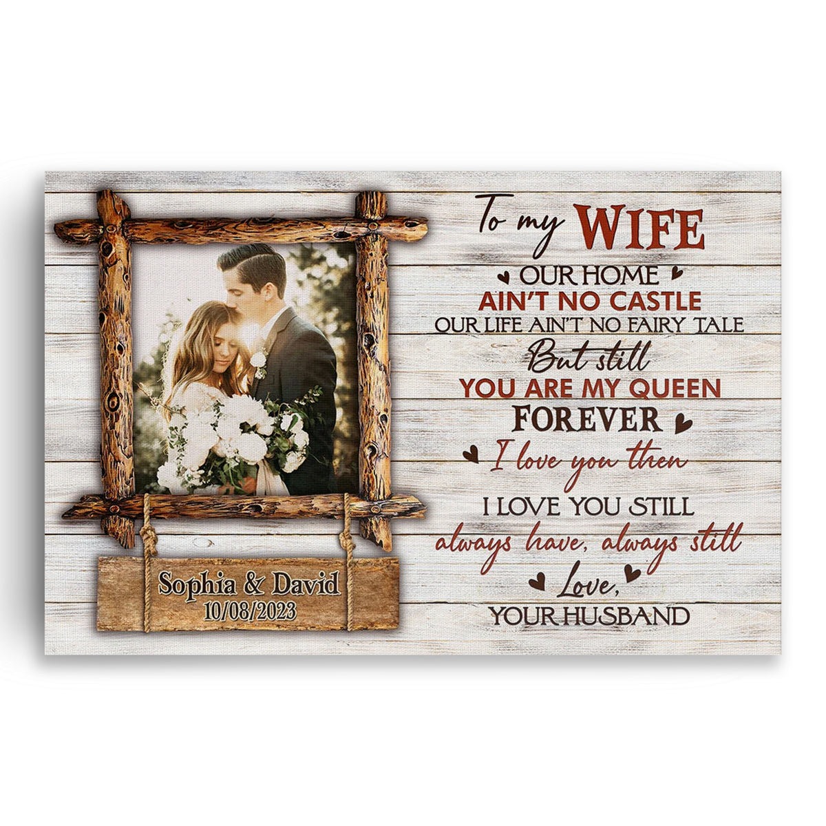 Personalized To My Wife Photo Canvas – Custom Photo And Letter