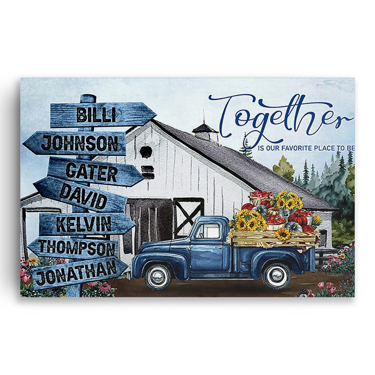 Personalized Together Is Our Favorite Place Canvas – Custom Names Farm