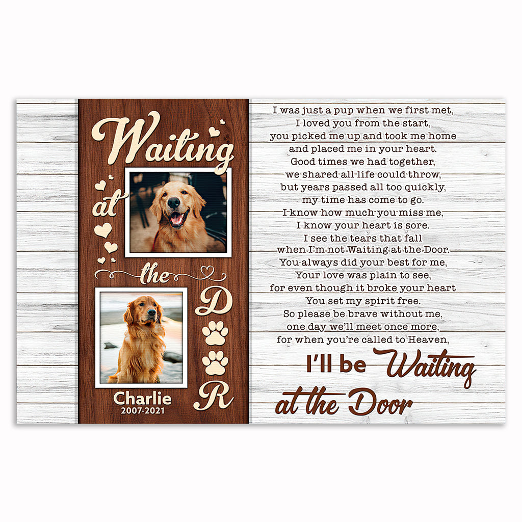 Personalized Waiting At The Door Pet Memorial Canvas – Custom Photo