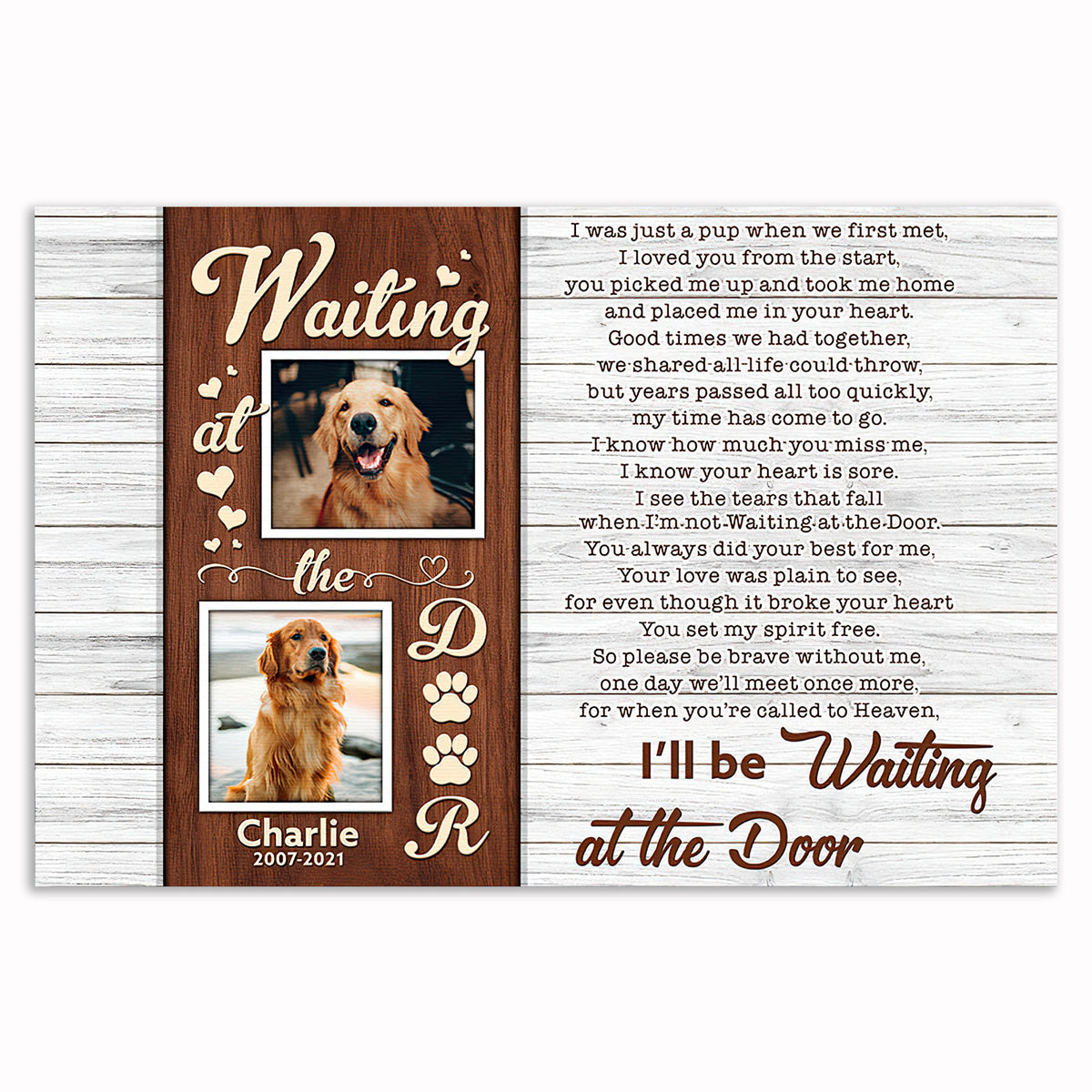Personalized Waiting At The Door Pet Memorial Canvas – Custom Photo