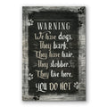 Personalized Warning We Have Dogs Canvas – Custom Family Name Funny