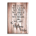 Personalized We Love We Laugh We Are Family Canvas – Custom Names Tall