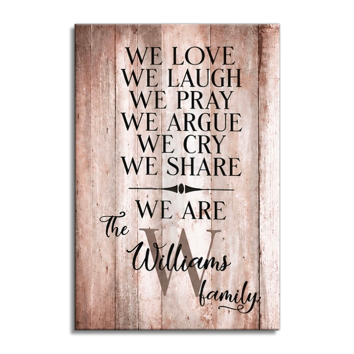 Personalized We Love We Laugh We Are Family Canvas – Custom Names Tall