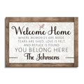 Personalized Welcome Home Canvas – Custom Family Name White Framed