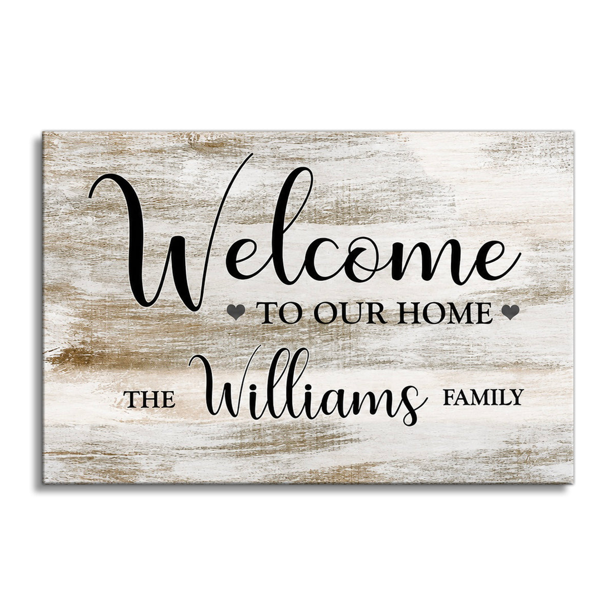 Personalized Welcome To Our Home Canvas – Custom Family Name Entryway