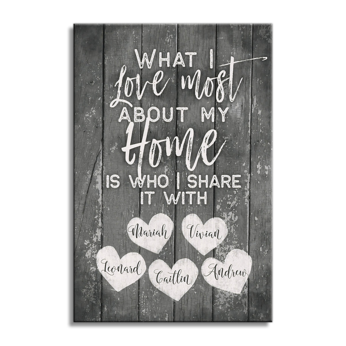 Personalized What I Love Most About My Home Canvas – Custom Names
