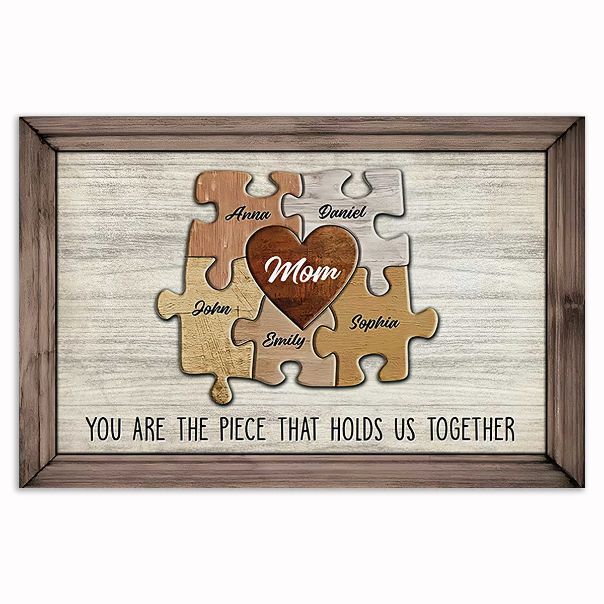 Personalized Mom You Are The Piece Canvas – Custom Names Puzzle Wall