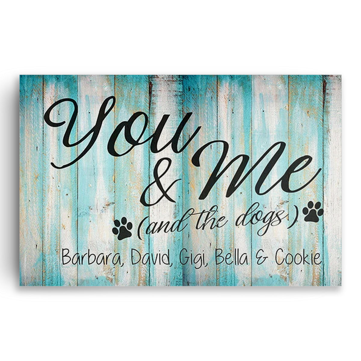 Personalized You Me And The Dogs Canvas – Custom Names Couple And Pets