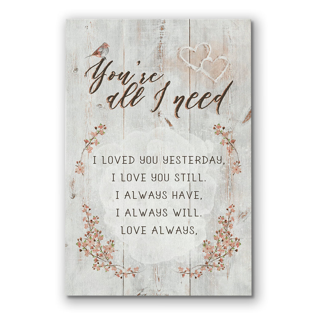 Personalized You're All I Need Canvas – Custom Names Floral Couple